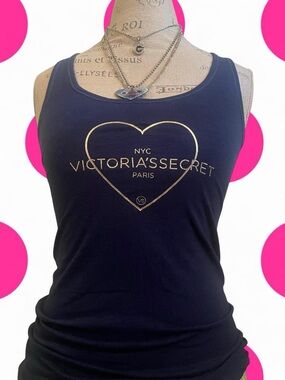 2013 Victoria’s Secret • Navy Blue/Silver Heart VS Logo tank top • SIZE - L